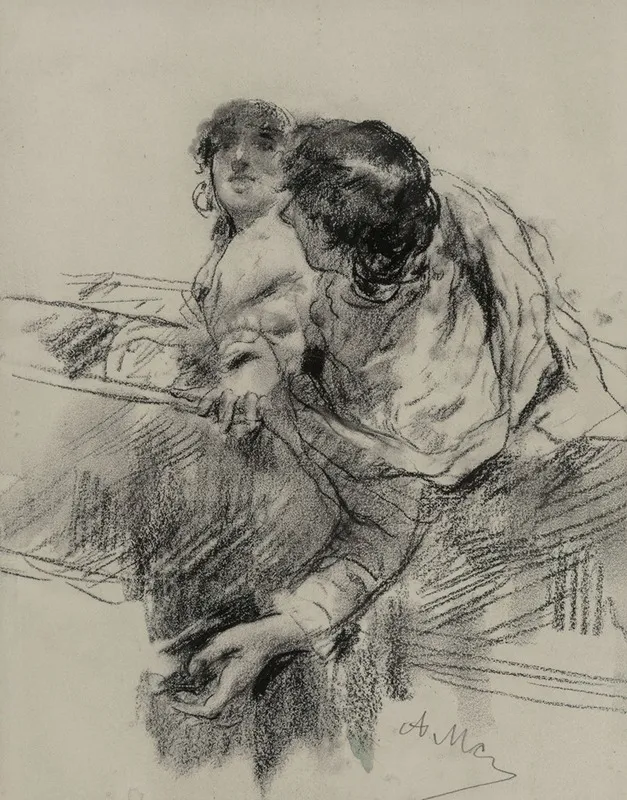 Couple In A Boat Man Leaning Over Edge