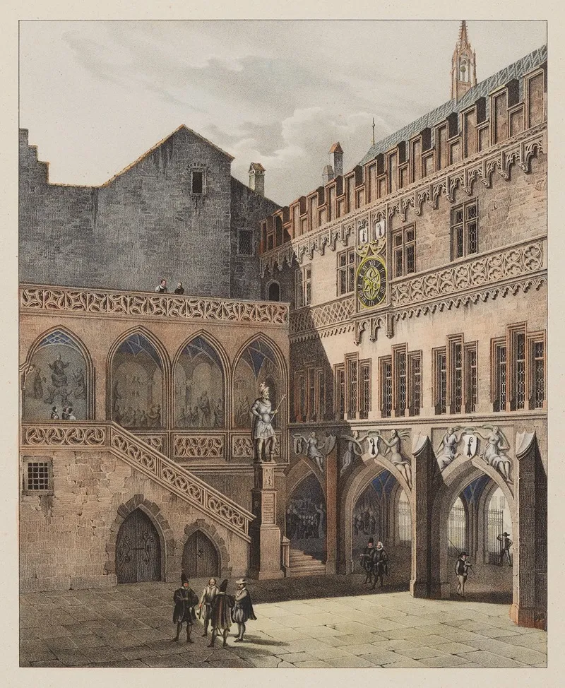 Cour De La Maison De Ville A Basle by Constantin Guise - Canvas Print
