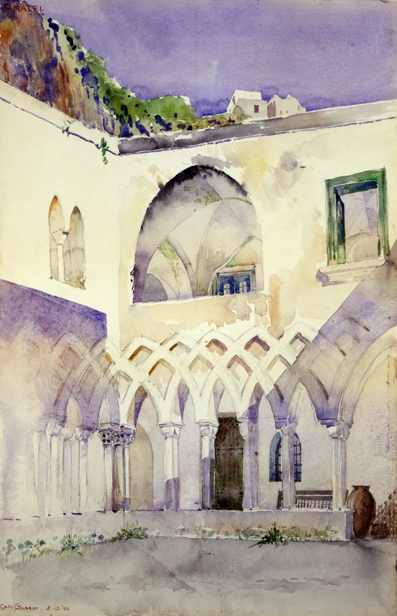 Courtyard Capucine Monastery Amalfi by Cass Gilbert - Canvas Print
