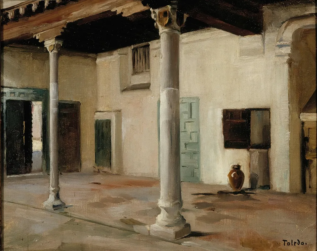 Courtyard In Toledo by Albert Edelfelt - Canvas Print