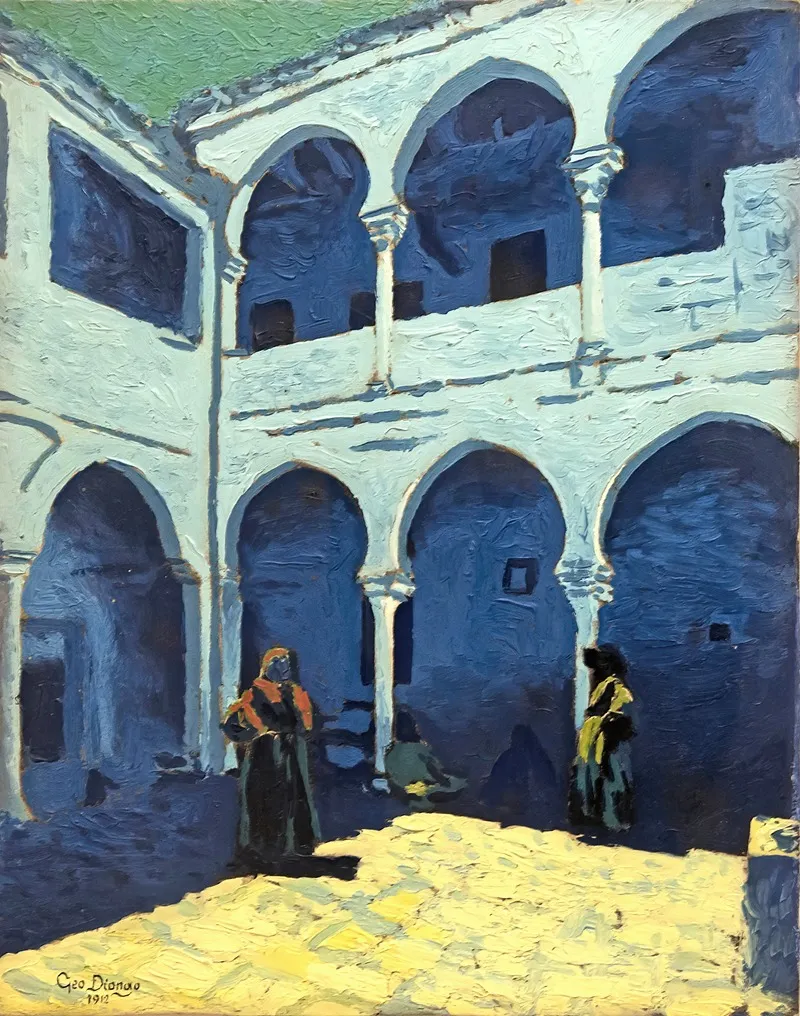 Courtyard Of A Moroccan Riad by Georges Gaudion - Canvas Print