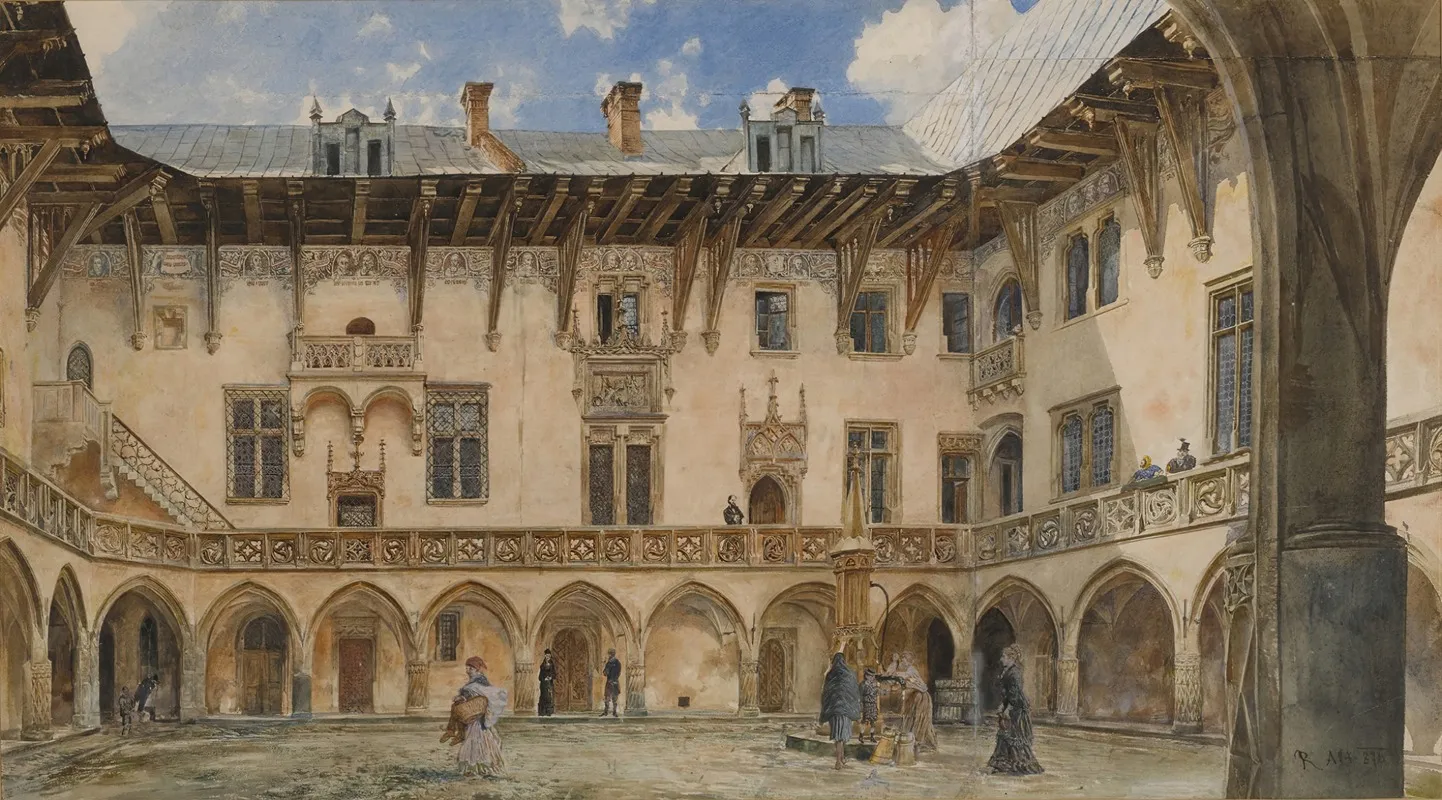 Courtyard Of Krakow University by Rudolf von Alt - Canvas Print