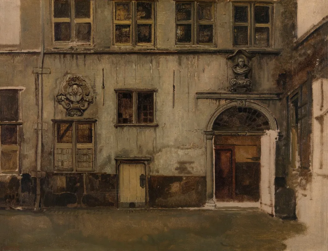 Courtyard Of The House Of Christoffel Plantin by Jan August Hendrik Leys - Canvas Print