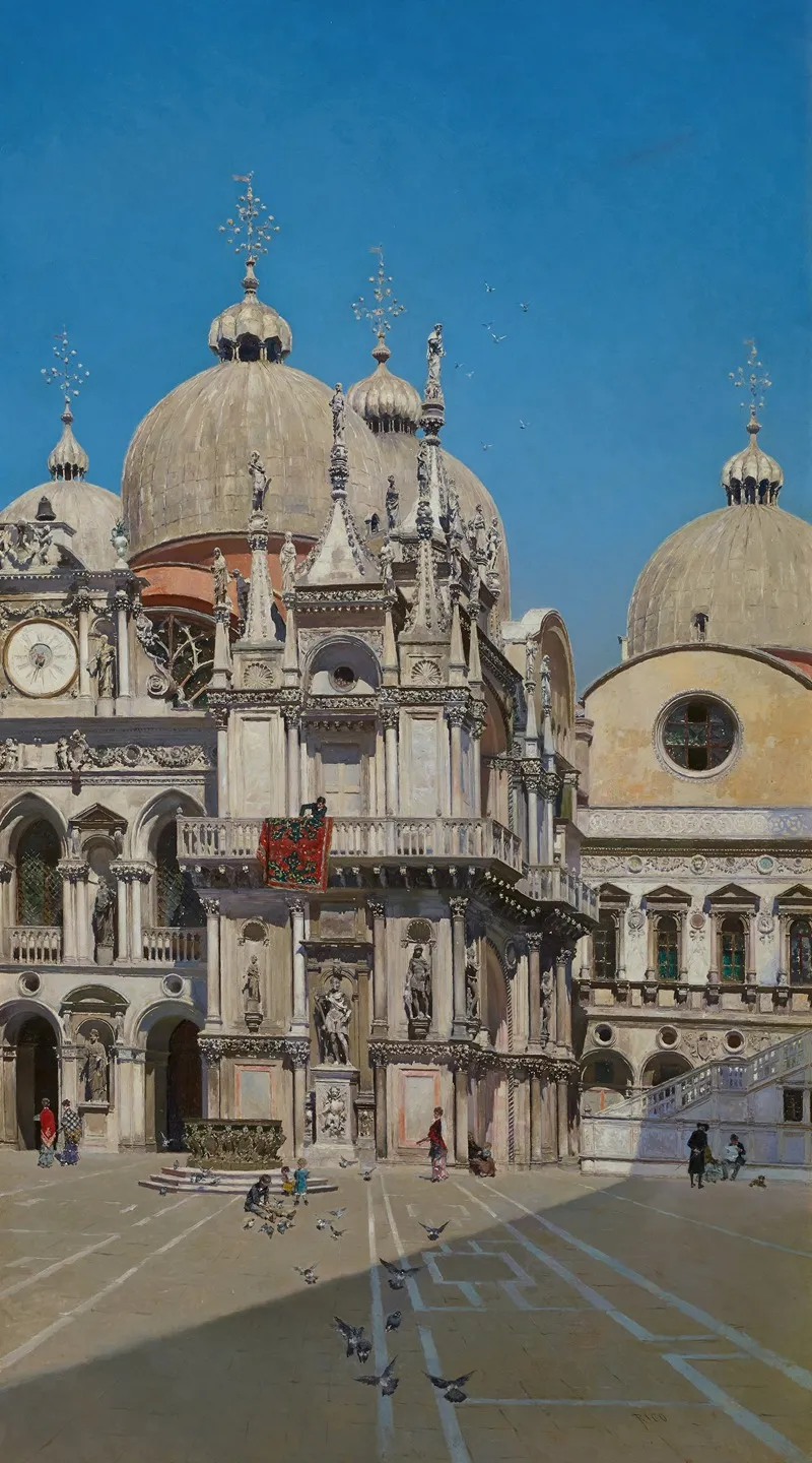 Courtyard Of The Palace Of The Dux Of Venice by Martin Rico y Ortega - Canvas Print