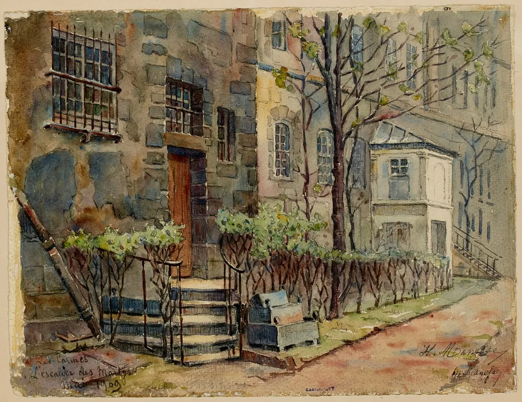 Couvent Des Carmes Escalier Des Martyrs Rue De Vaugirard by Georges-Henri Manesse - Canvas Print