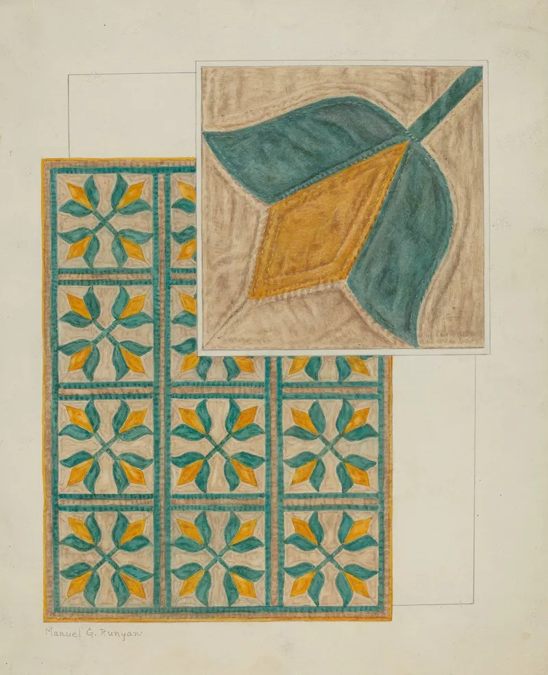 Coverlet Applique Quilt by Manuel G. Runyan - Canvas Print