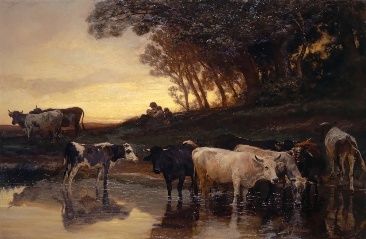 Cows At The Watering Place