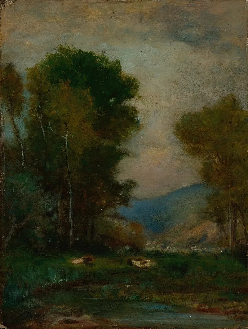 Cows By A Stream