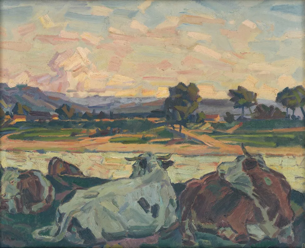 Cows On A River Bank