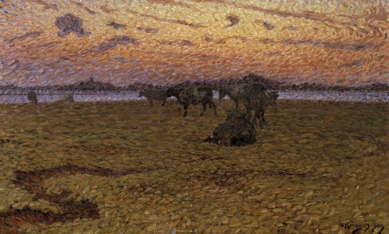 Cows On The Beach by Nils Kreuger - Canvas Print