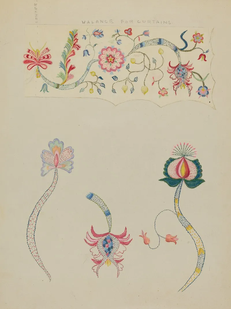 Crewel Embroidery 5 by Fanchon Larzelere - Canvas Print