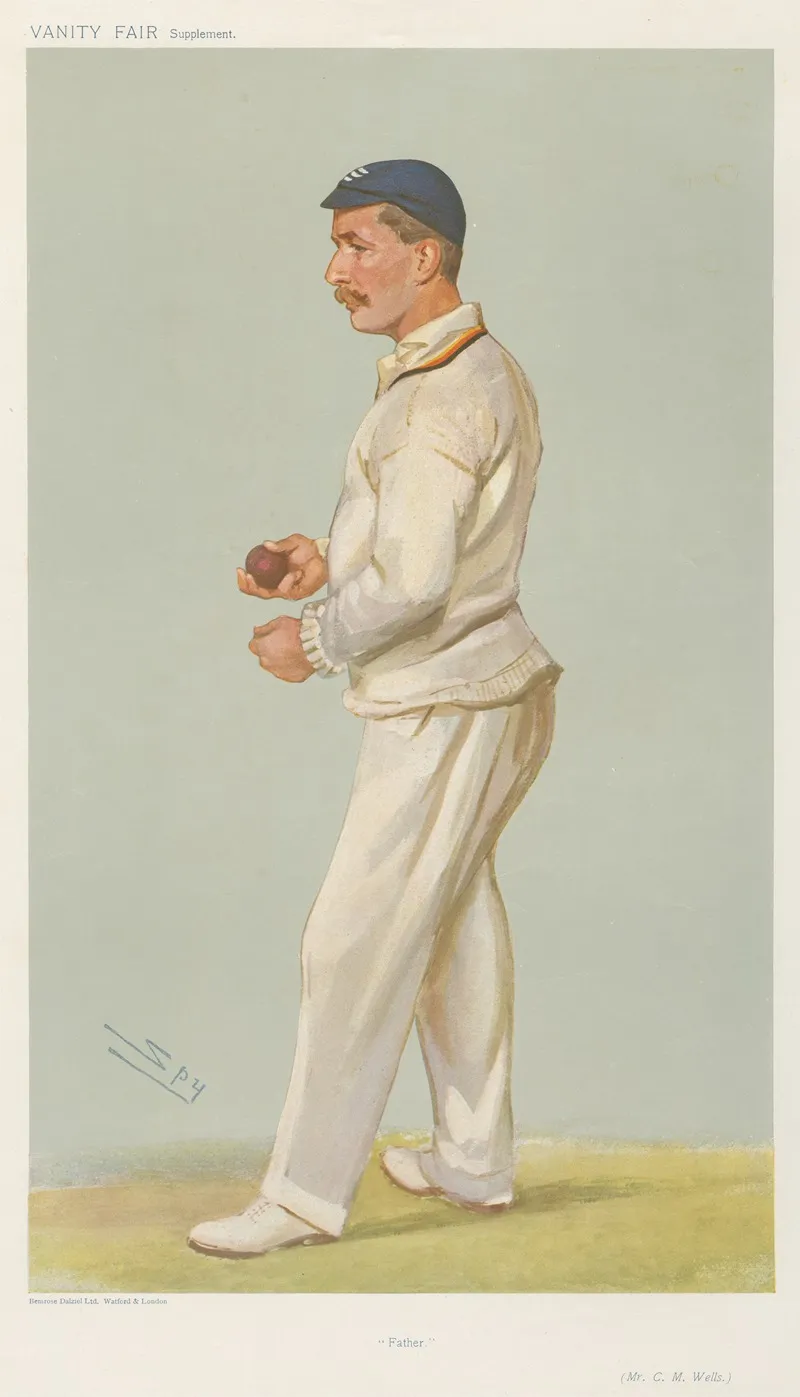 Cricket Father Mr C M Wells 10 July 1907 by Leslie Matthew Ward - Canvas Print