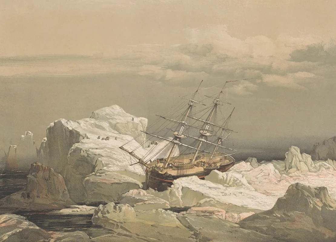 Critical Position Of H M S Investigator On The North Coast Of Baring Island August 20 1851 by Samuel Gurney Cresswell - Canvas Print
