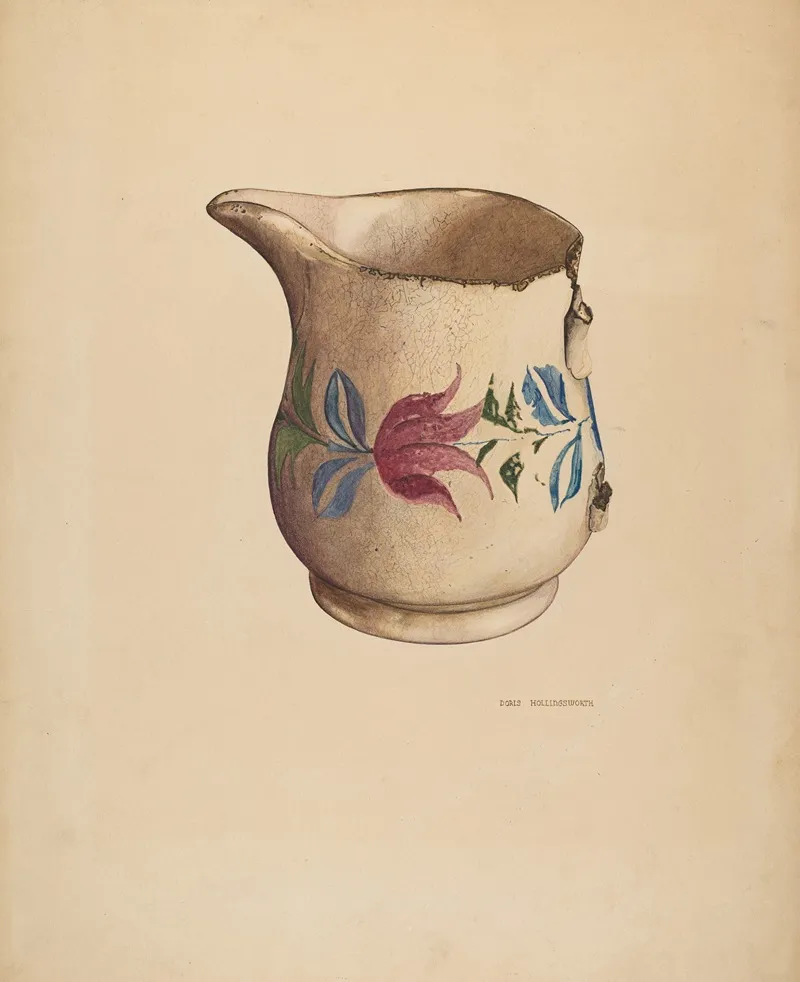 Crockery Pitcher by Doris Hollingsworth - Canvas Print
