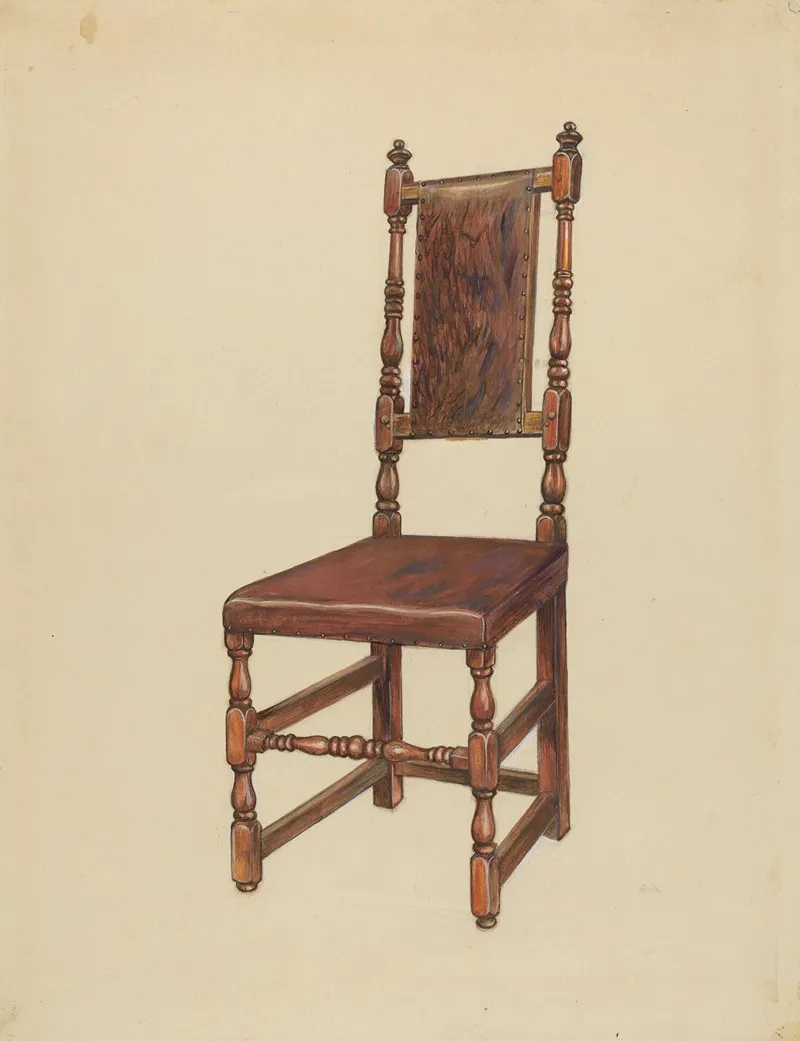 Cromwellian Leather Side Chair by Gilbert Sackerman - Canvas Print