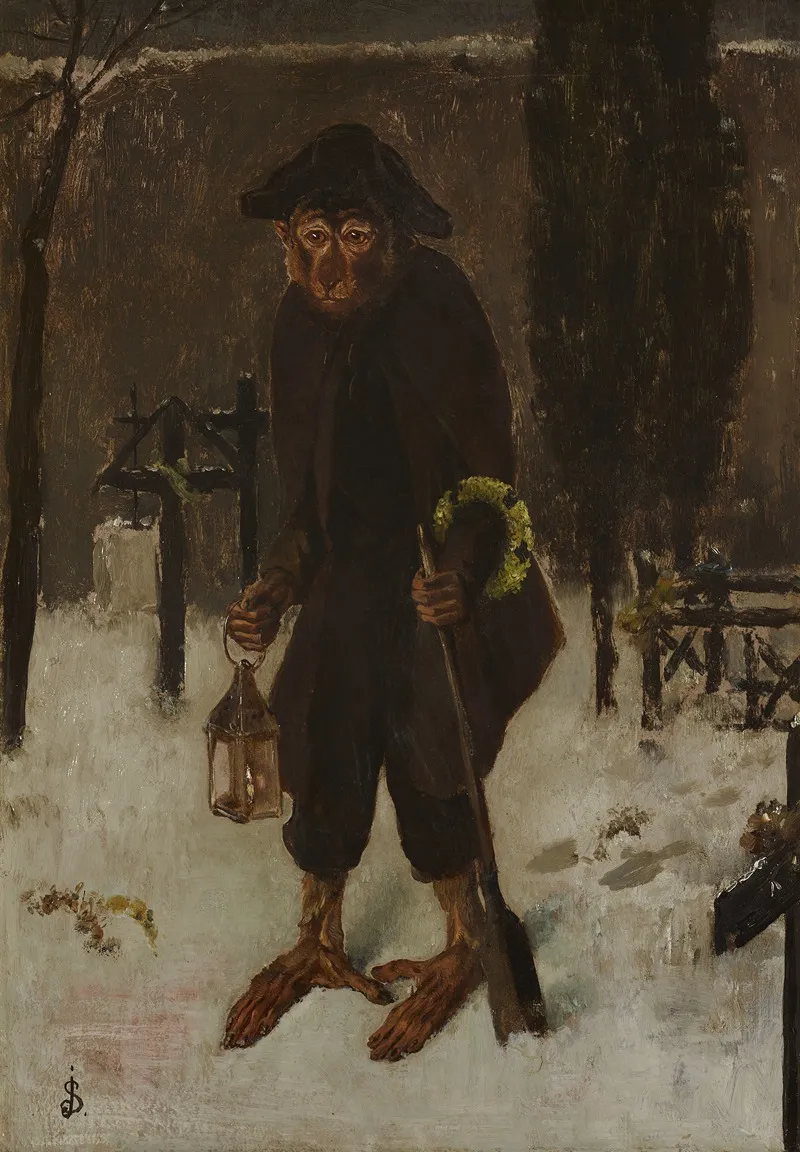 Croque Mort Aap Als Doodgraver by Joseph Stevens - Canvas Print