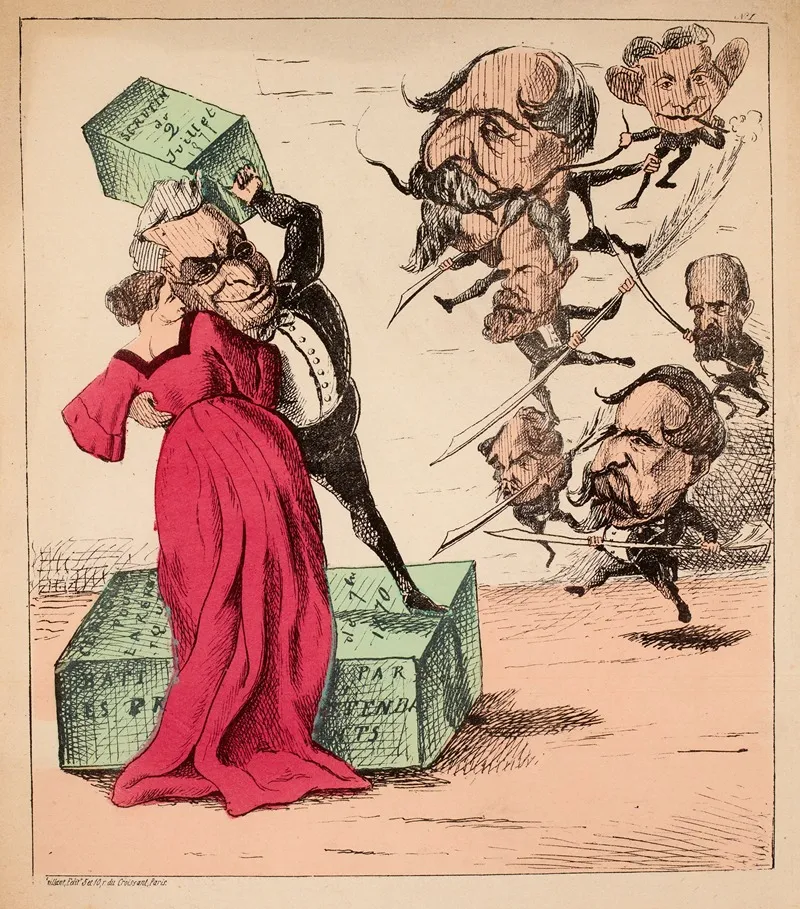 Croquis Du Jour Il La Soutient Il La Defend Espoir Et Confiance by J. Corseaux - Canvas Print