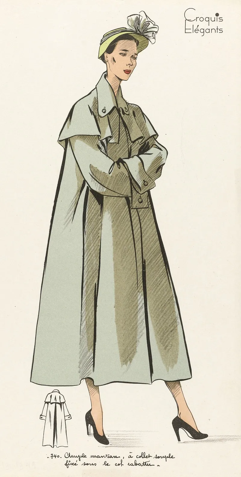 Croquis Elegants Ample Manteau