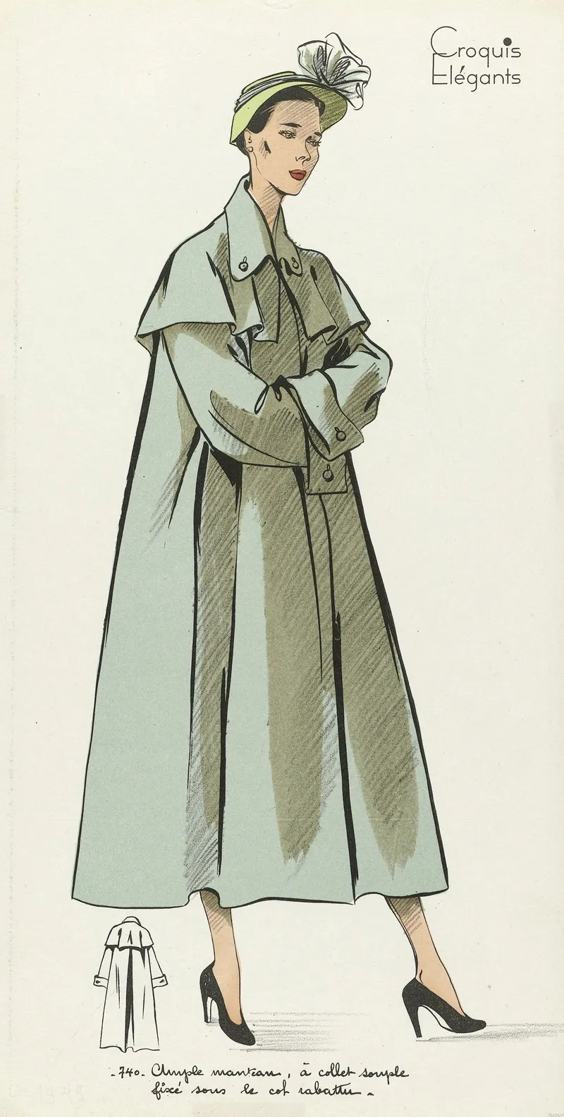 Croquis Elegants Ca 1949 1950 No 740 Ample Manteau
