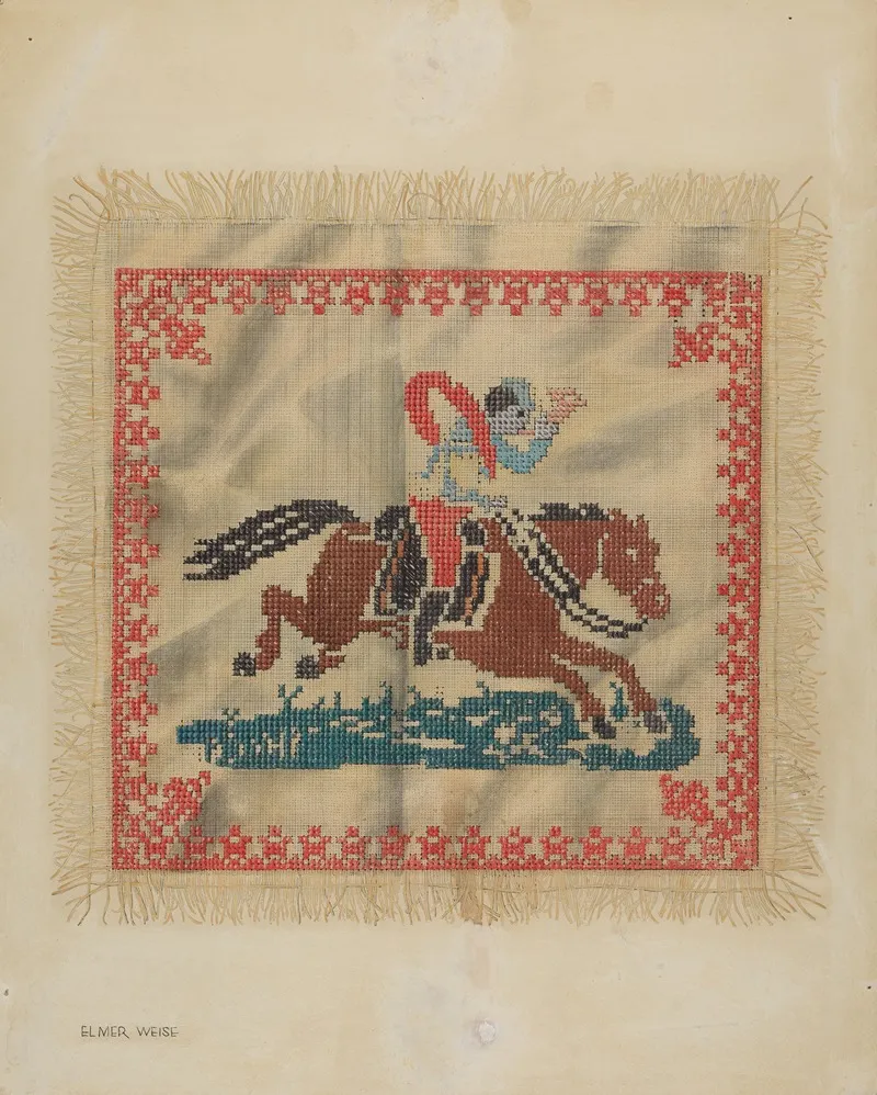 Cross Stitch Antimacassar by Elmer Weise - Canvas Print