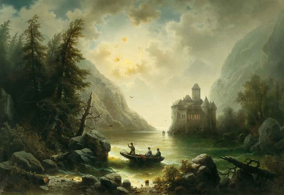 Crossing In A Moonlit Night by Albert Rieger - Canvas Print