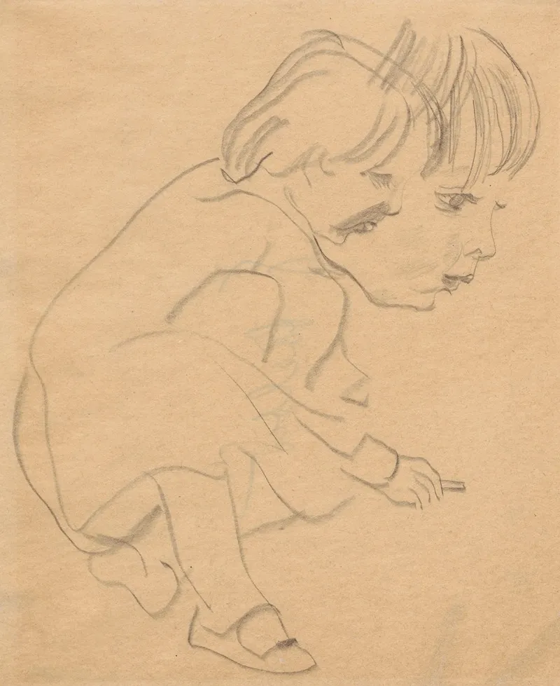 Crouching Child Nephew Alik Zdanevich