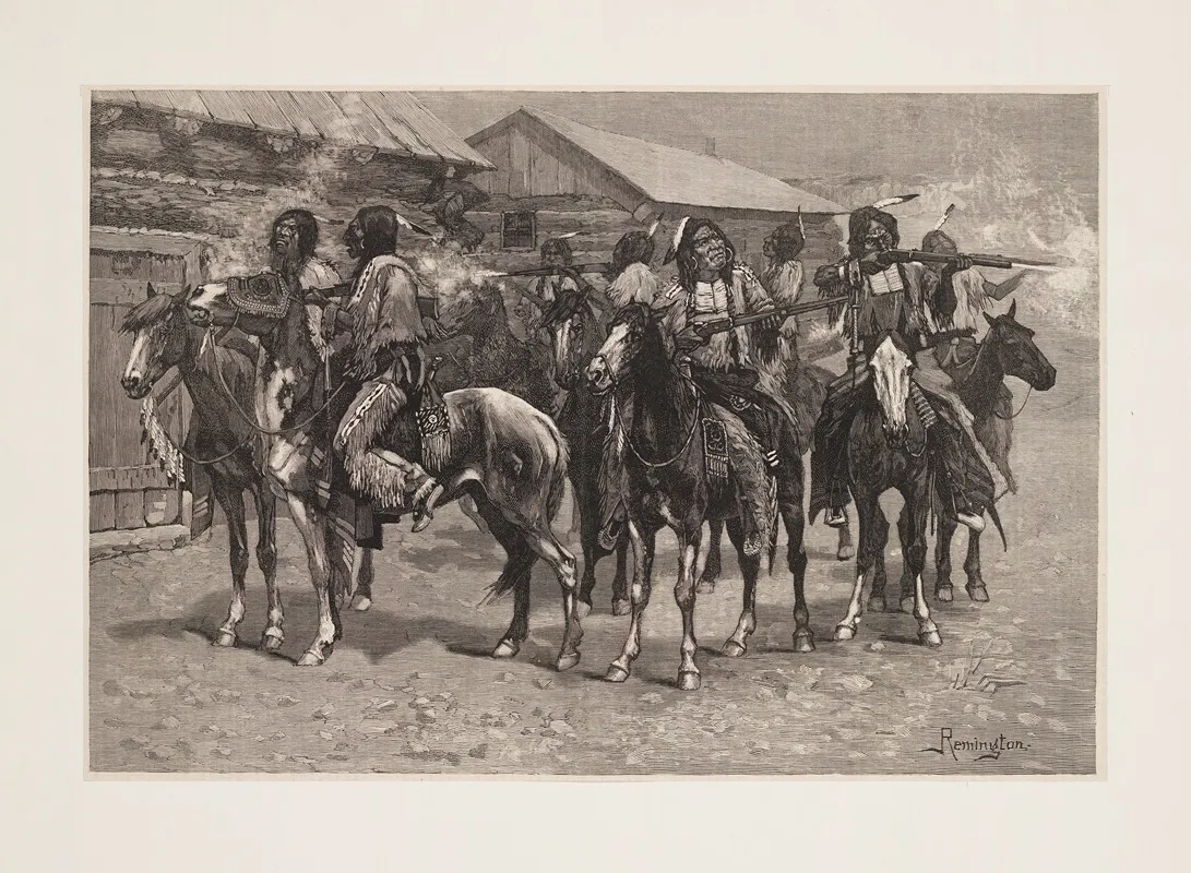 Crow Indians Firing Into The Agency