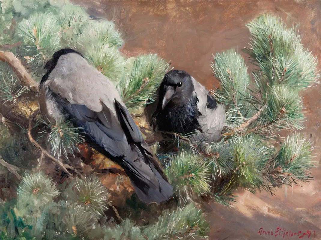 Crows by Bruno Liljefors - Canvas Print