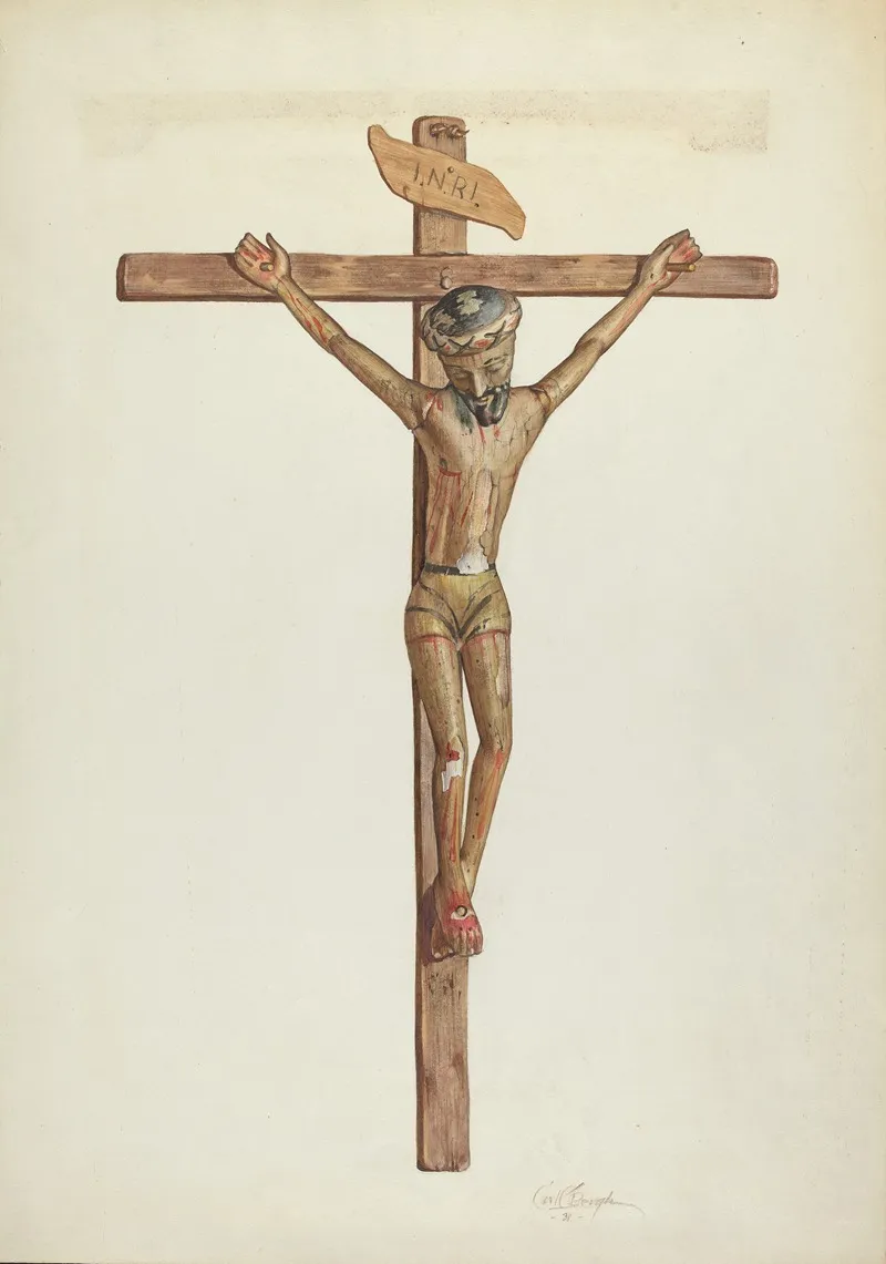 Crucifix by Carl O'Bergh - Canvas Print