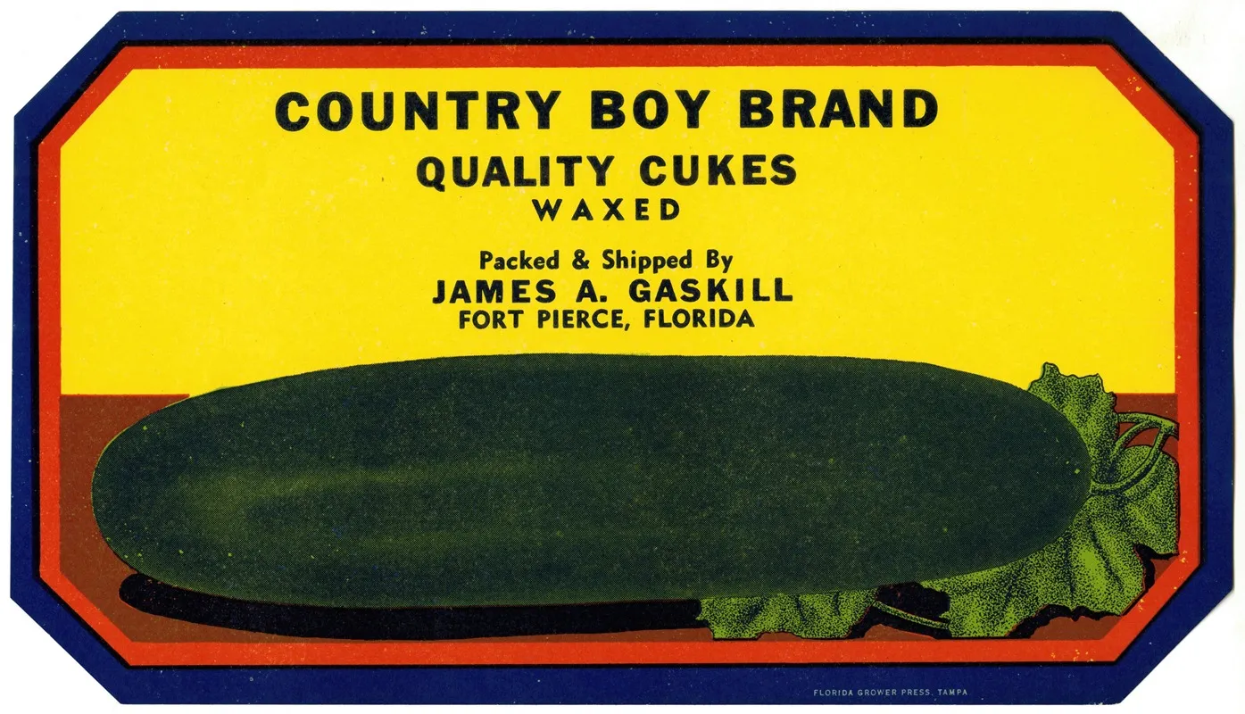 Cucumber Label For Country Boy Brand Quality Cukes