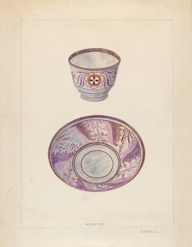 Cup And Saucer 2 by Albert Camilli - Canvas Print