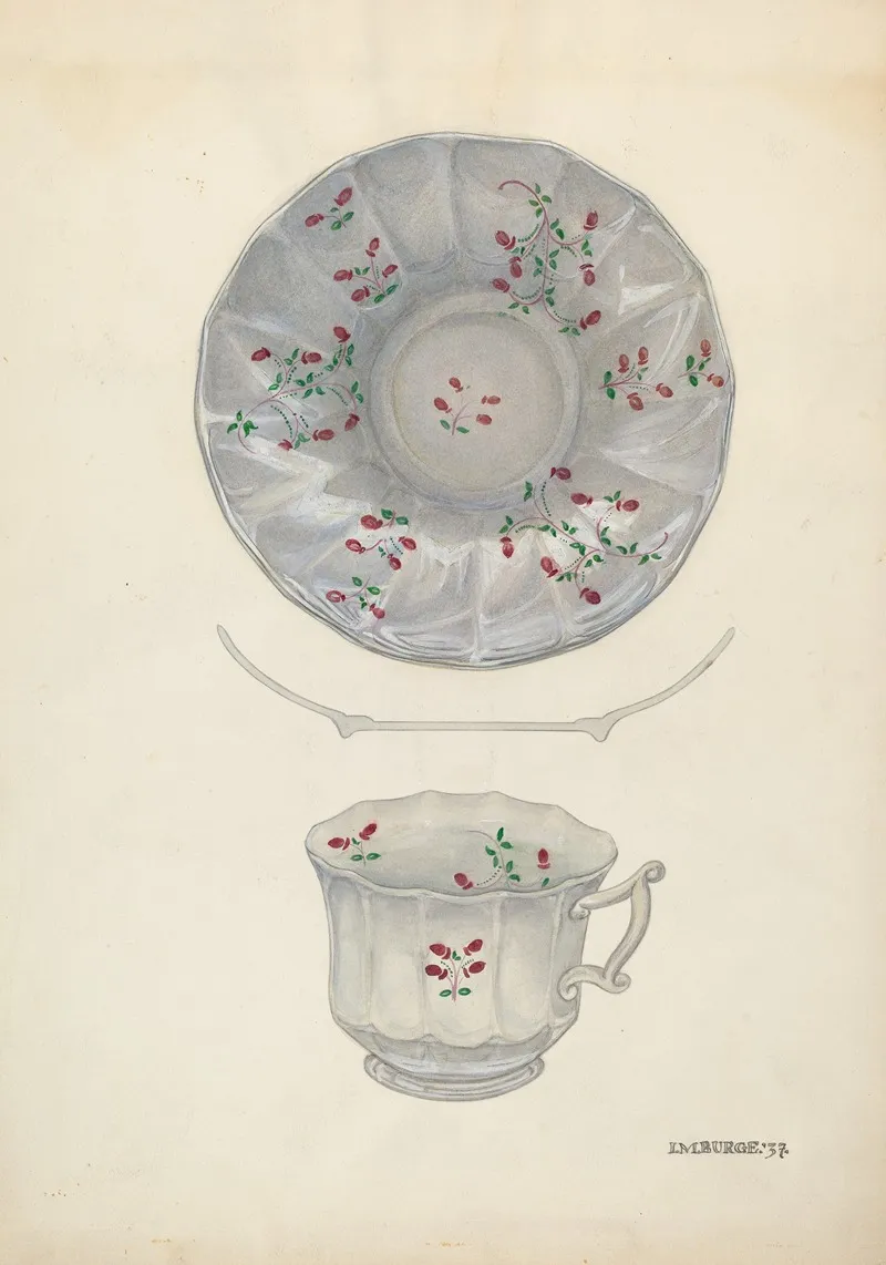 Cup And Saucer 5 by Irene M. Burge - Canvas Print