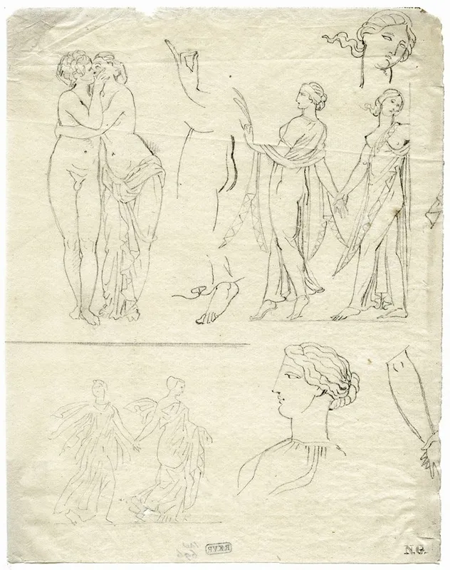 Cupid And Psyche The Borghese Dancers And Part Of Another Relief by David Humbert de Superville - Canvas Print