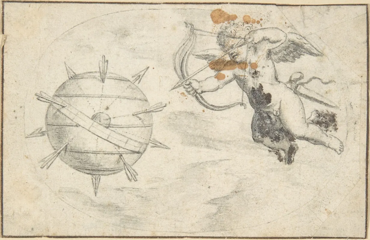 Cupid Shooting Arrows At The World Globe