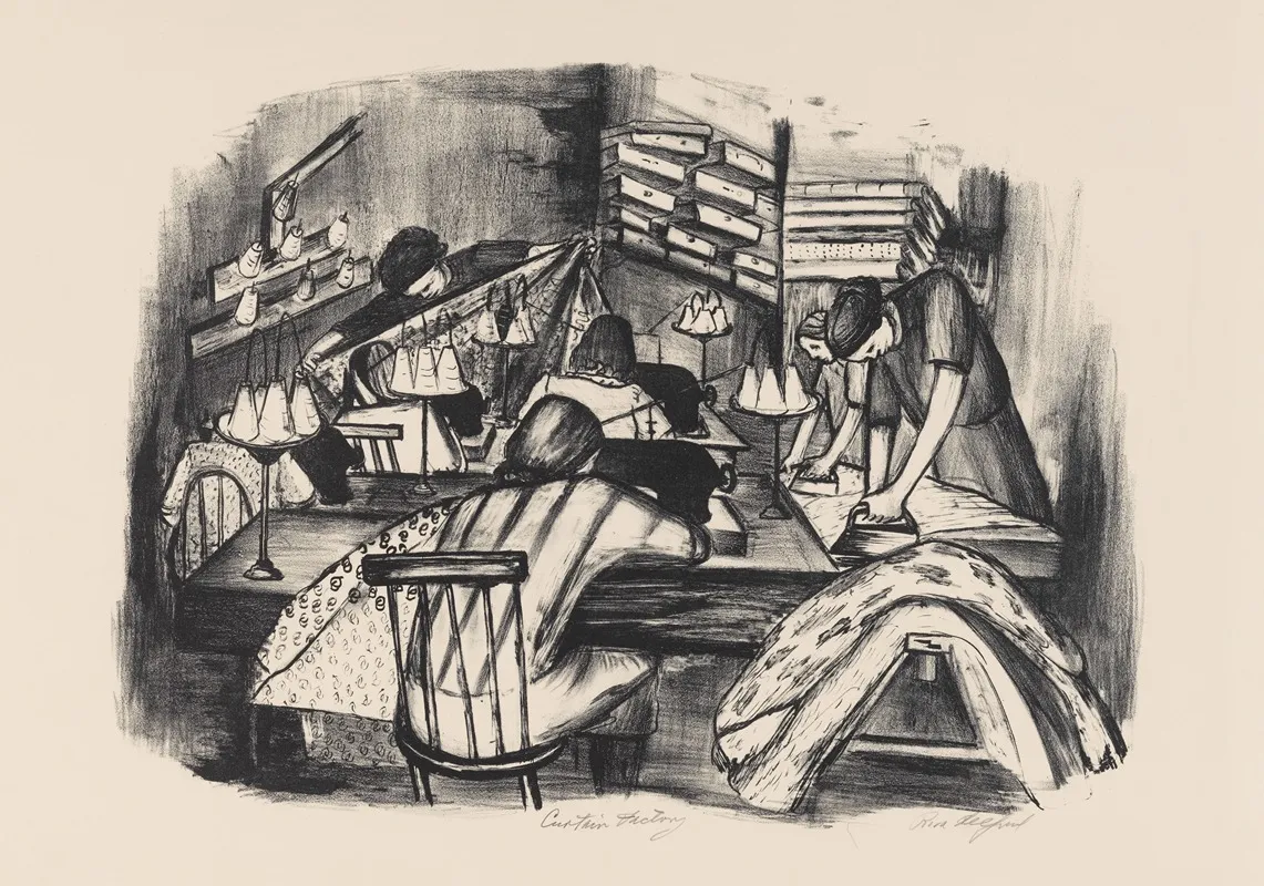 Curtain Factory by Riva Helfond - Canvas Print