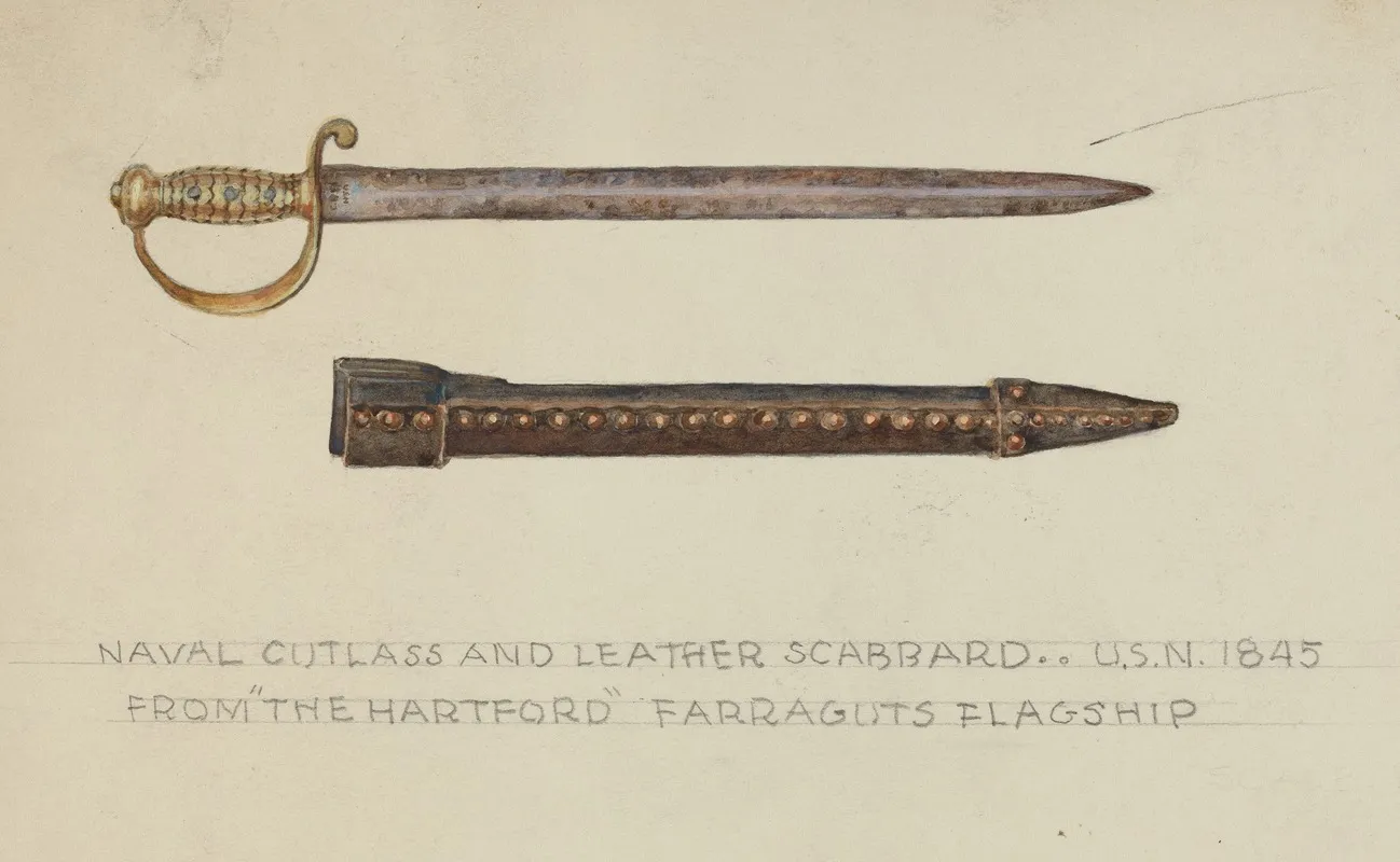 Cutlass And Leather Scabbard