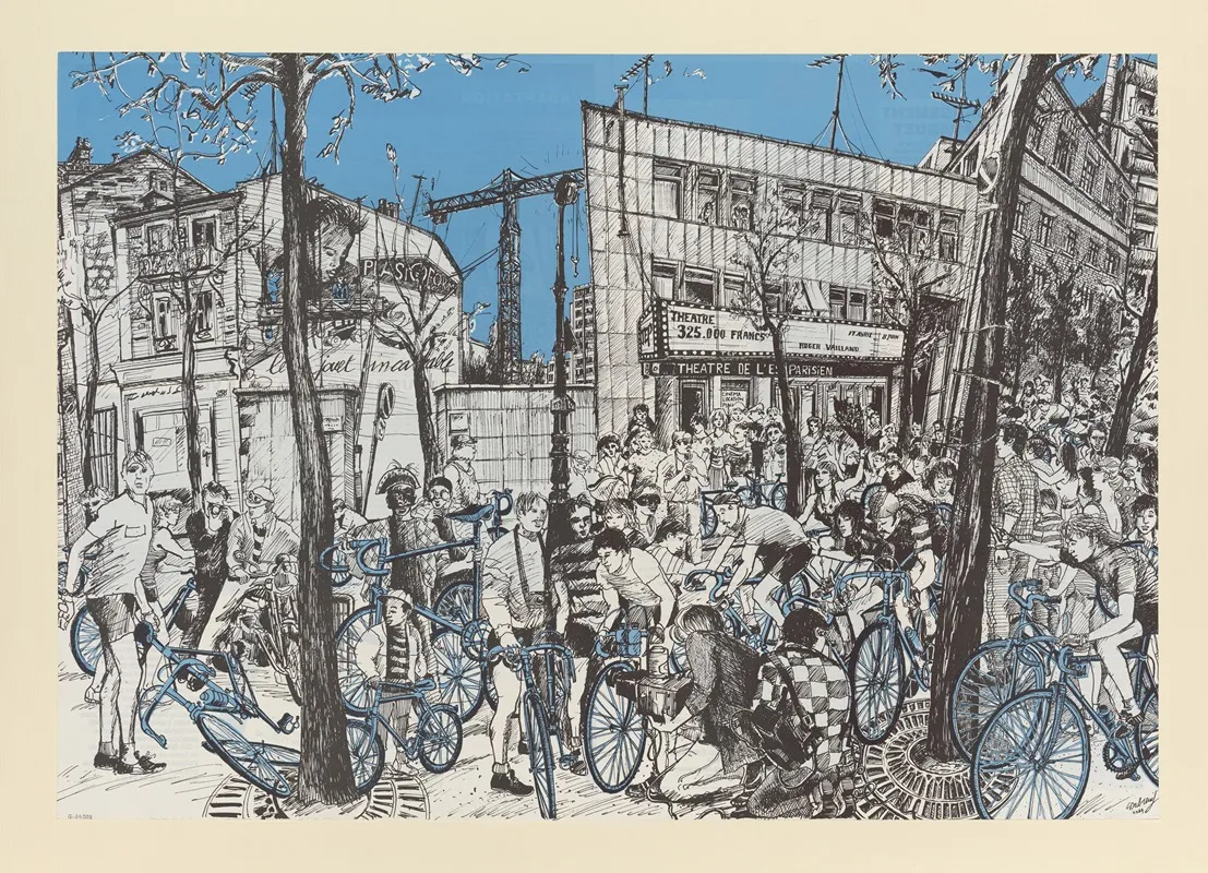 Cyclistes Devant Le Theatre De Lest Parisien