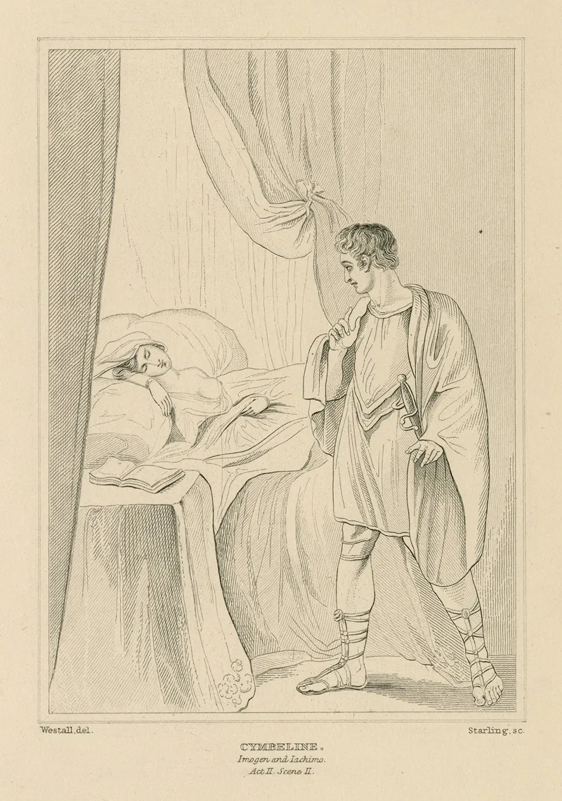 Cymbeline Act 2 Scene 2 A Bedchamber Imogen In Bed Jachimo by William Francis Starling - Canvas Print