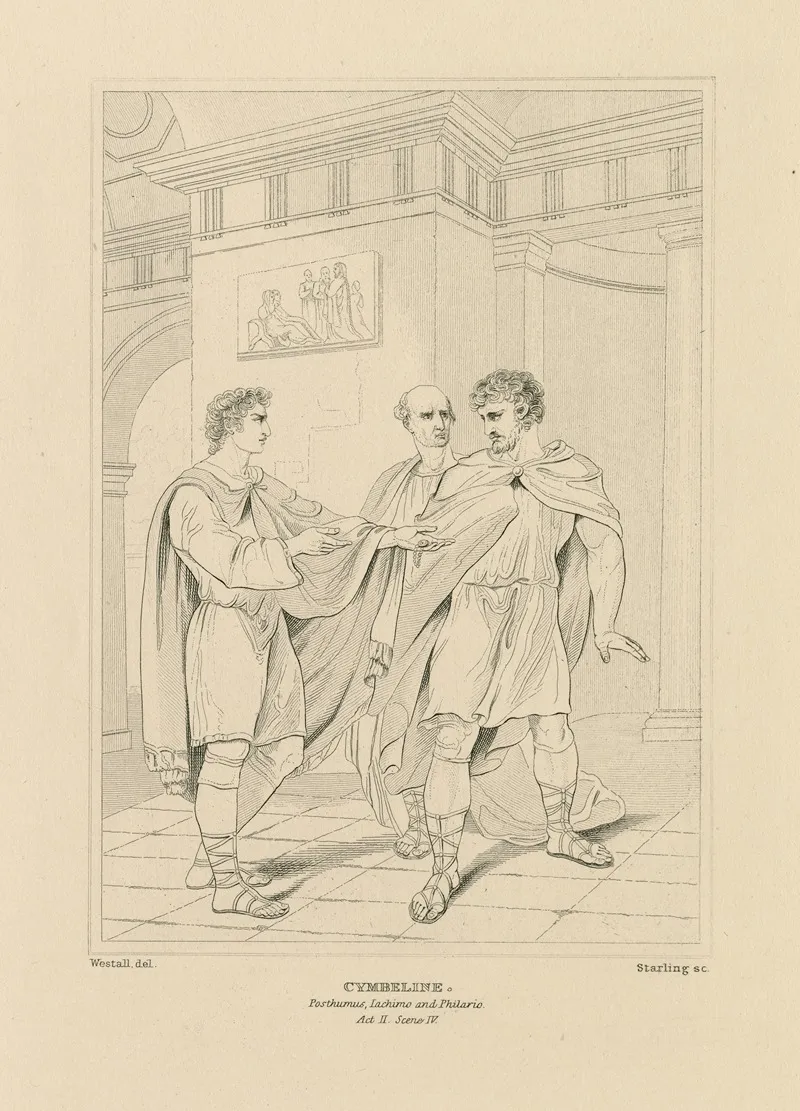 Cymbeline Act 2 Scene 4 Rome An Apartment In Philarios House Posthumus Philario And Iachimo by William Francis Starling - Canvas Print