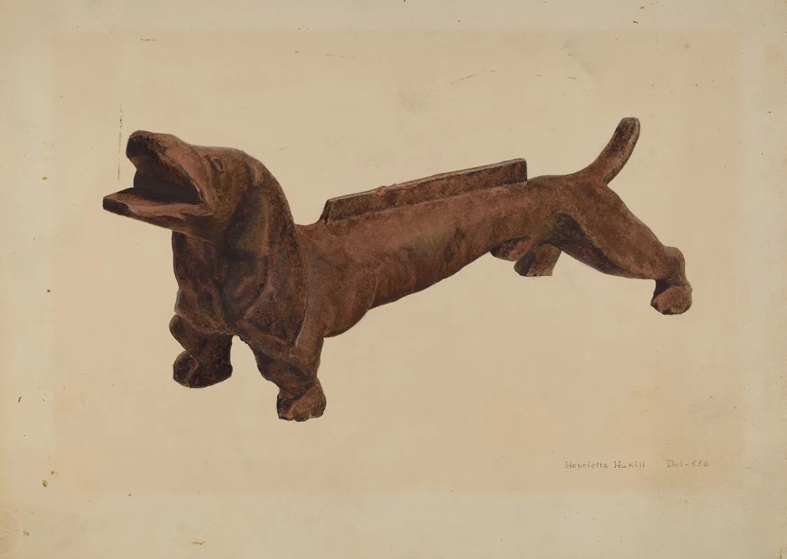 Dachsund Foot Scraper by Henrietta S. Hukill - Canvas Print