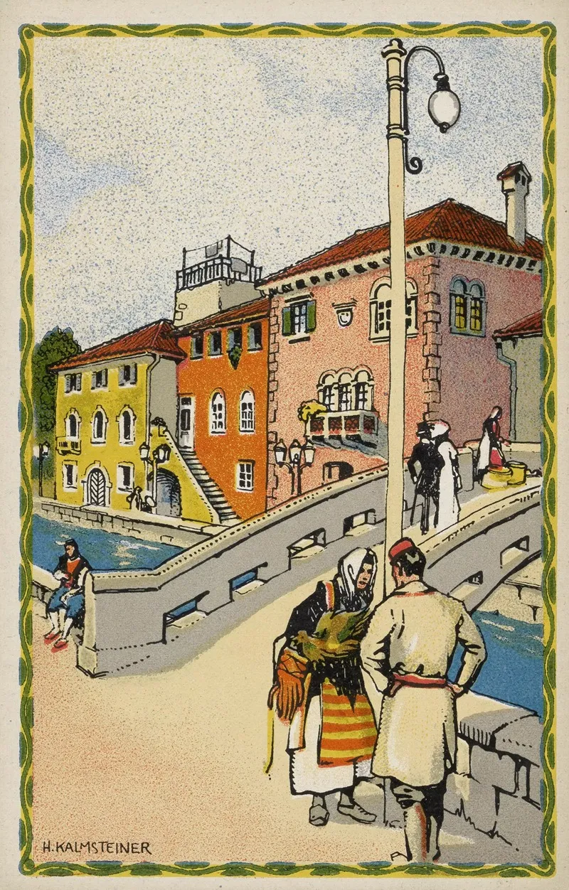 Dalmatinische Wohnhauser by Hans Kalmsteiner - Canvas Print