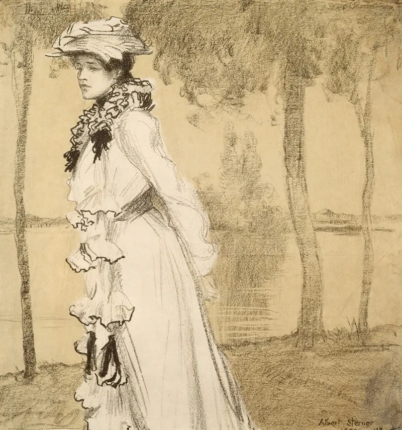 Dame Am Wasser by Albert Sterner - Canvas Print