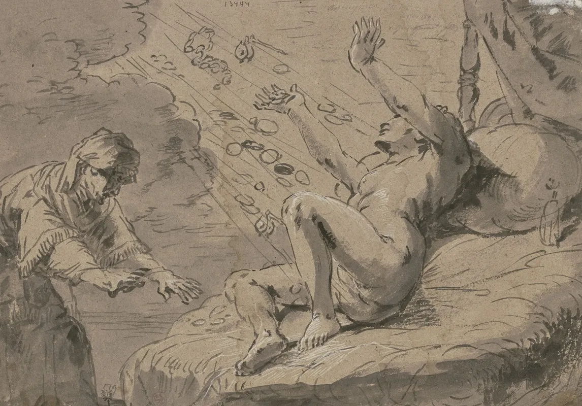 Danae And The Golden Rain by Leonaert Bramer - Canvas Print