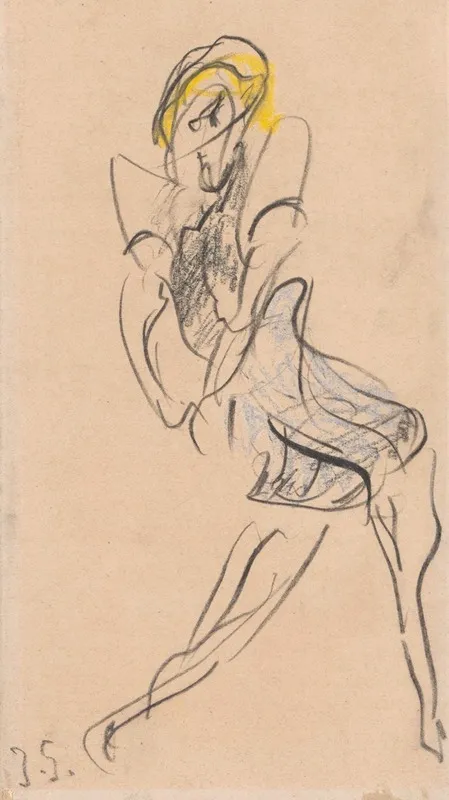 Dancer In Blue Dress by Jules Schmalzigaug - Canvas Print