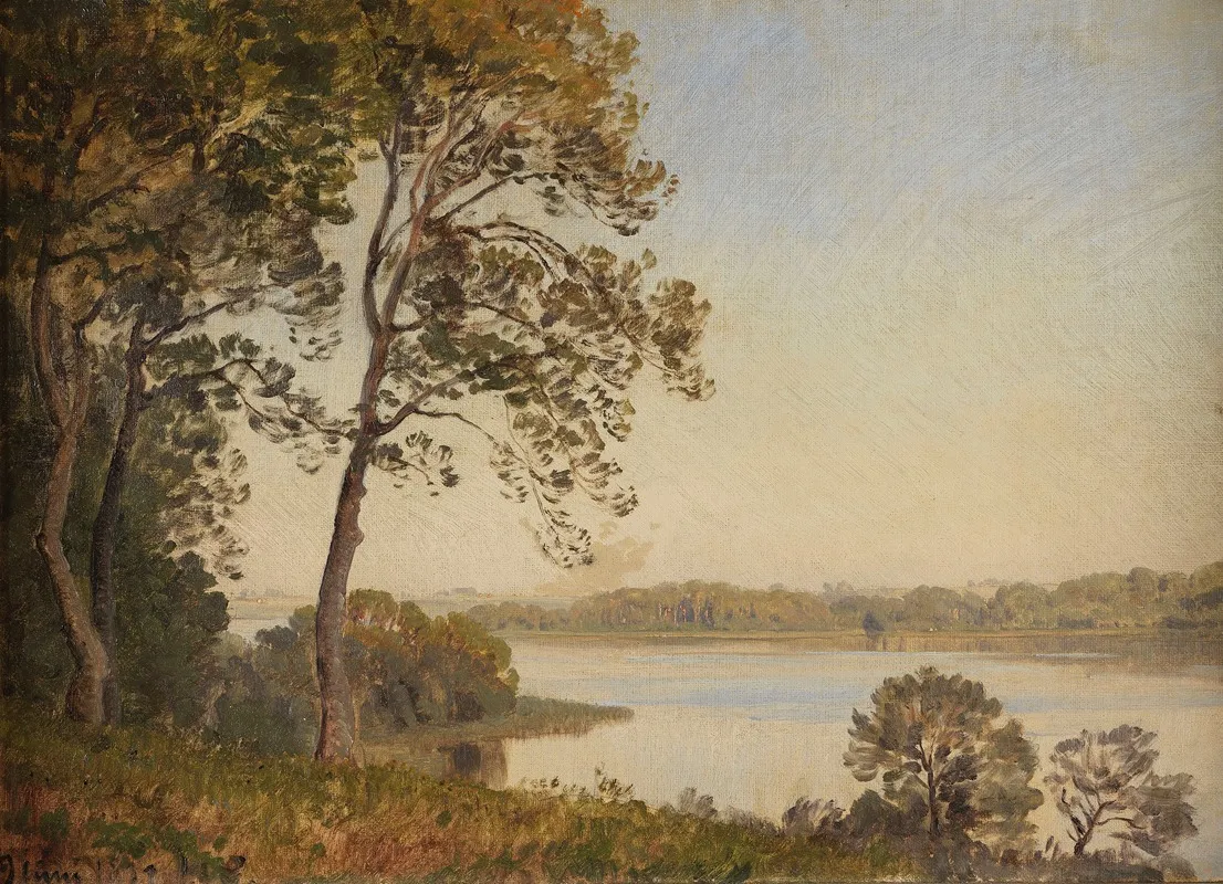 Danische Landschaft Mit Blick Uber Einen Fjord by Janus la Cour - Canvas Print