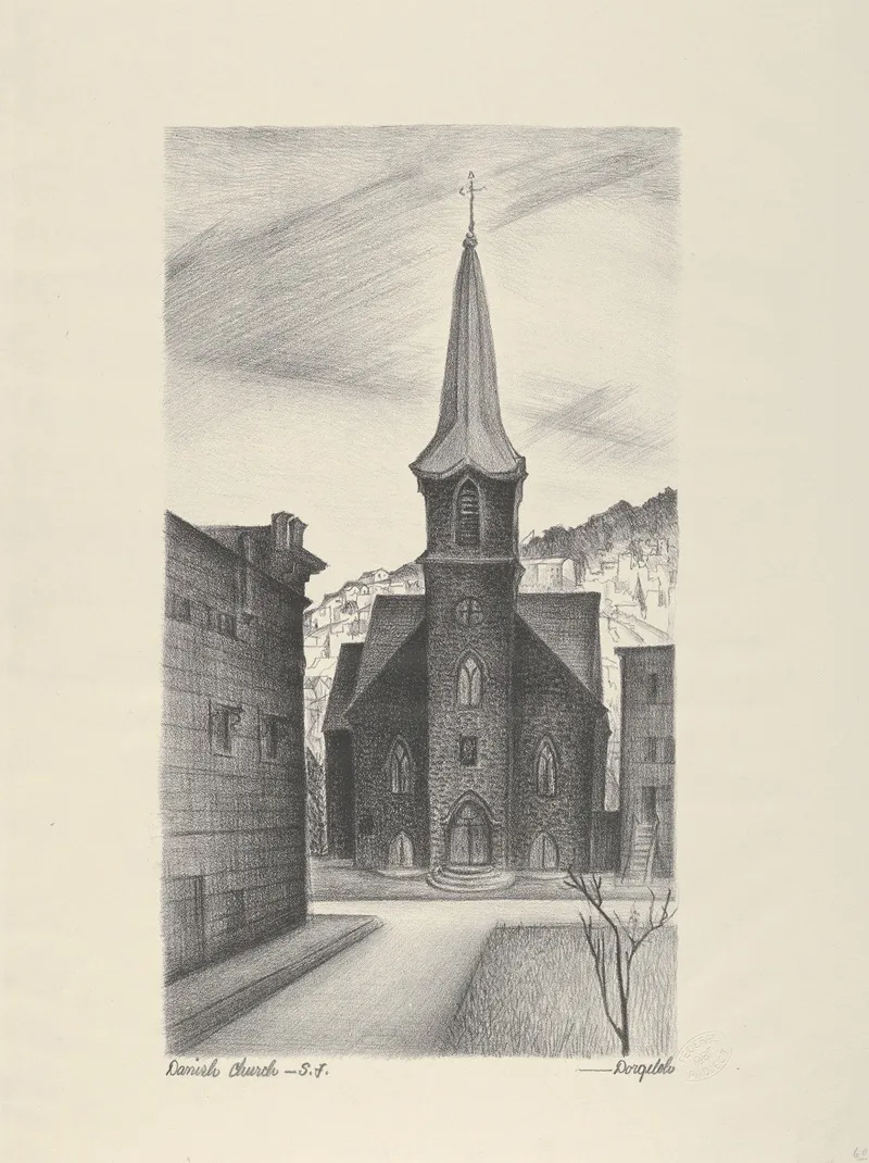 Danish Church San Francisco 2 by Marguerite Redman Dorgeloh - Canvas Print