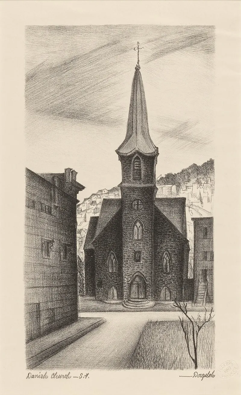 Danish Church San Francisco by Marguerite Redman Dorgeloh - Canvas Print