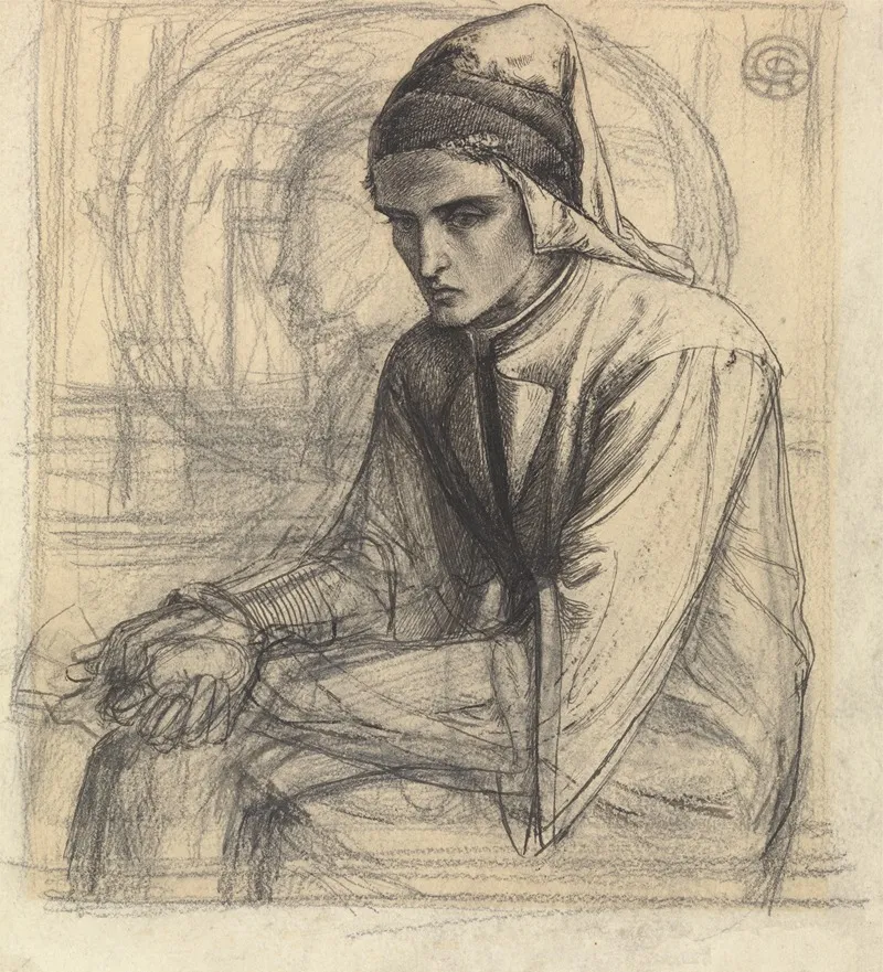 Dante In Meditation Holding A Pomegranate