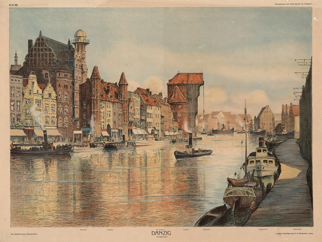 Danzig Langebrucke by Adolf Lehmann - Canvas Print