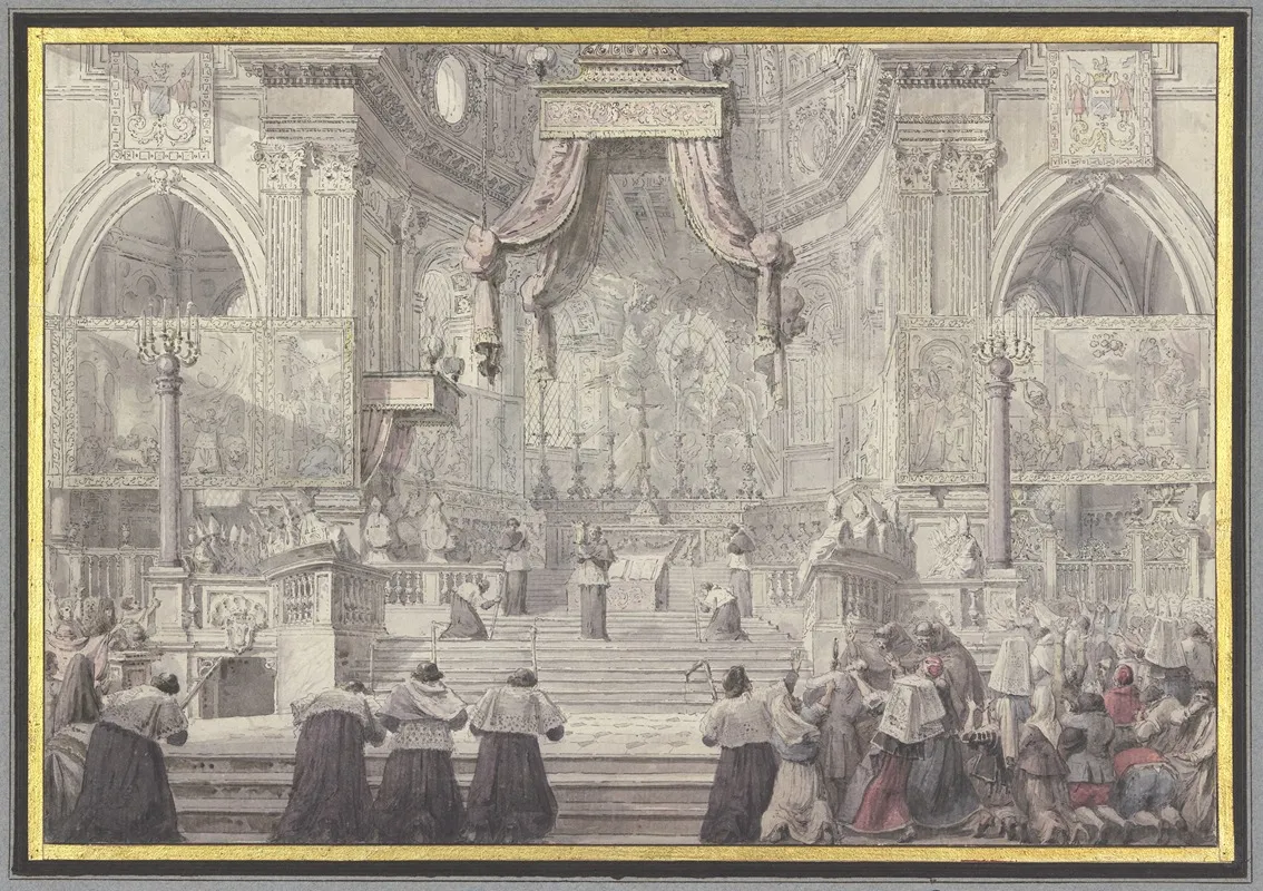 Das Blutwunder Des Heiligen Januarius In Der Kathedrale Von Neapel by Louis Jean Desprez - Canvas Print